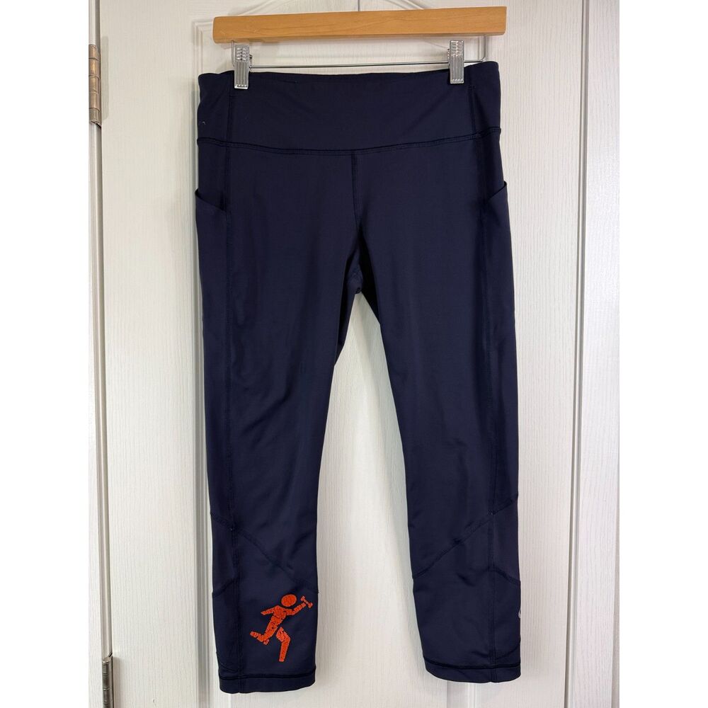 Lululemon Pace Rival Crop Leggings Women’s 8 Navy Orange Running Pockets